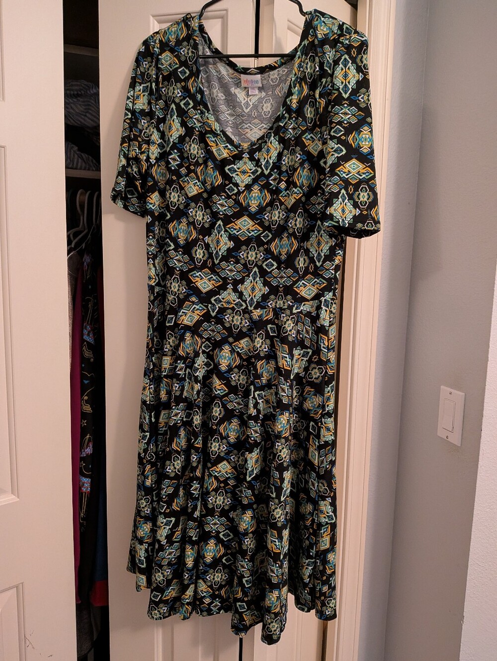 LuLaRoe Black Dress With Geometric Print
